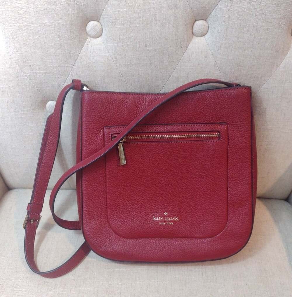 Kate Spade red crossbody bag Leila Top Zip Pebble Leather Perfect , SC